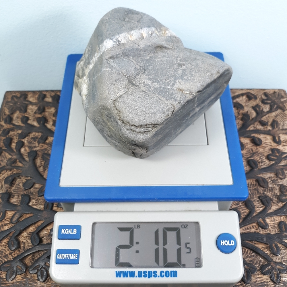 2 lb 10 oz Banded Stone East Coast Beach Rock Raw Mineral Specimen Gray White